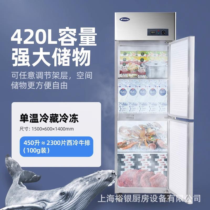 商用两门冰箱饭堂保鲜柜不锈钢冷藏柜立式冷冻厂家直销冰柜