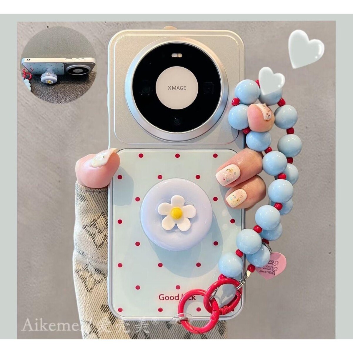 撞色波点花朵纽扣适用iPhone17
