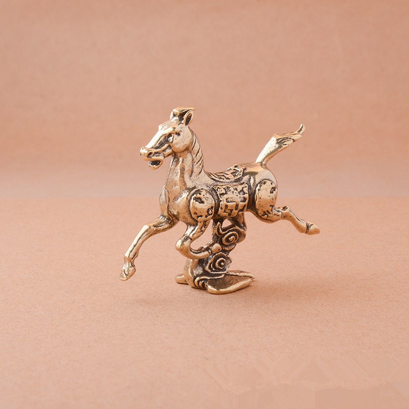黄铜马踏c飞燕摆件家居办公室桌面摆件马茶宠黄铜工艺品装饰