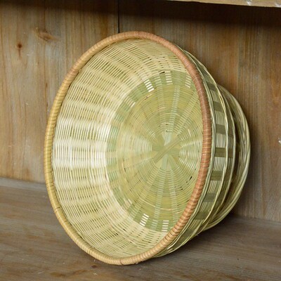 竹制品大全手工竹编馒头筐篮子编织竹制品圆筲箕家用放烙饼竹筐新