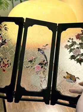 中古风客厅桌面摆件创意边柜装饰摆件喜K上眉梢高级感可折叠屏风