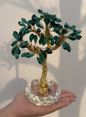 发财树摆件桌面合金水晶客厅卧室送Z礼摆件高档