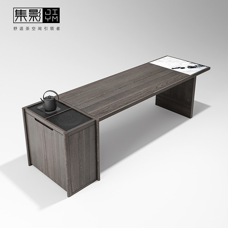 实木大理石茶桌自动上水茶桌家用客厅办公室N阳台茶台现代简约茶