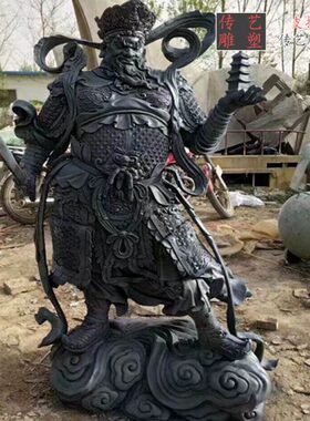 定制仿铜武将雕塑树脂玻璃钢四大天王摆件户外人物四大天王装饰品