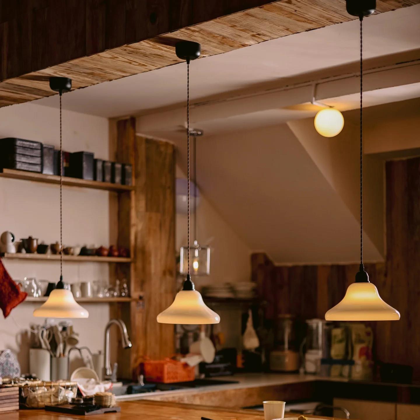 中世纪玻璃吊灯日式风格风格Wabi-Sabi餐厅灯玻璃灯覆古咖啡馆甜