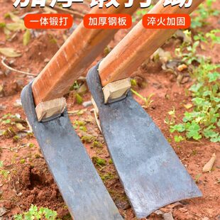 农用全钢锻打长柄锄镢头种菜挖笋专用弹簧钢条除草工具钢板大锄头