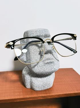 “给原始人戴个眼镜”摩艾石像覆活节岛趣味摆件创意眼镜支架礼品