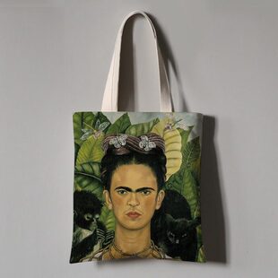 小巴黎杂货店 原创弗里达画像帆布包女单肩包文艺购物环保袋