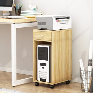 简约可移动主机柜打印机架抽屉柜木质主机架收纳架置物架实木柜子