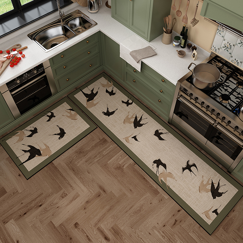 中古风厨房地垫硅藻泥整块u吸水垫防油防滑可擦免洗地毯耐脏可定