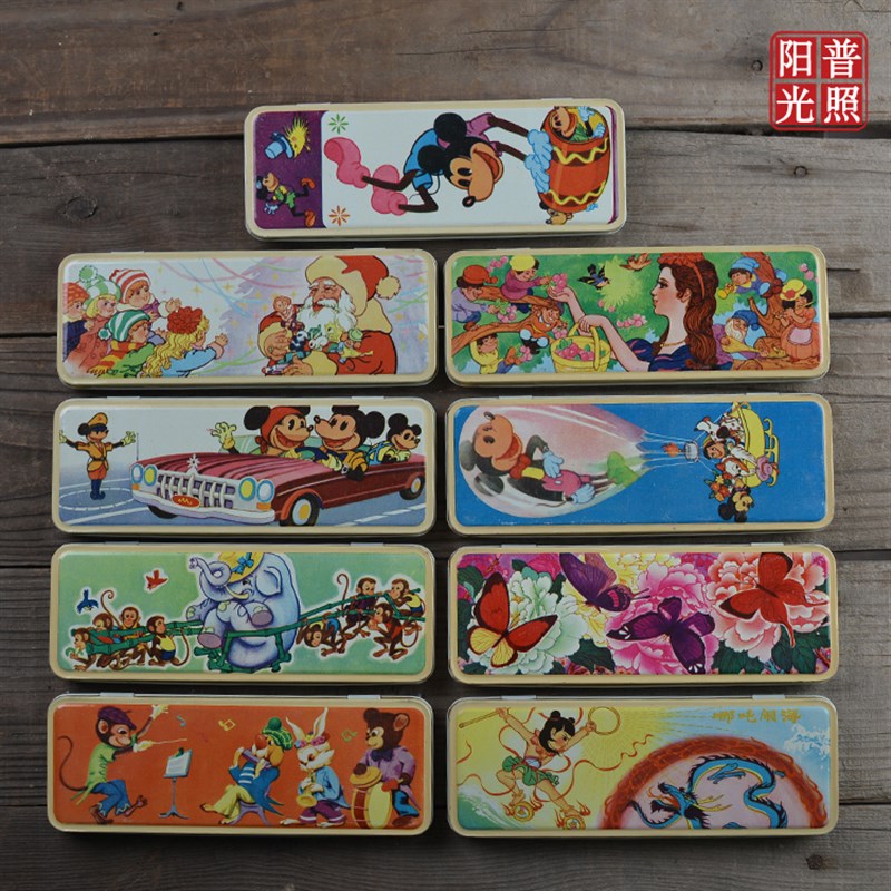 80年代 收藏怀旧 铁皮铅笔盒 文具T盒 动画片图案