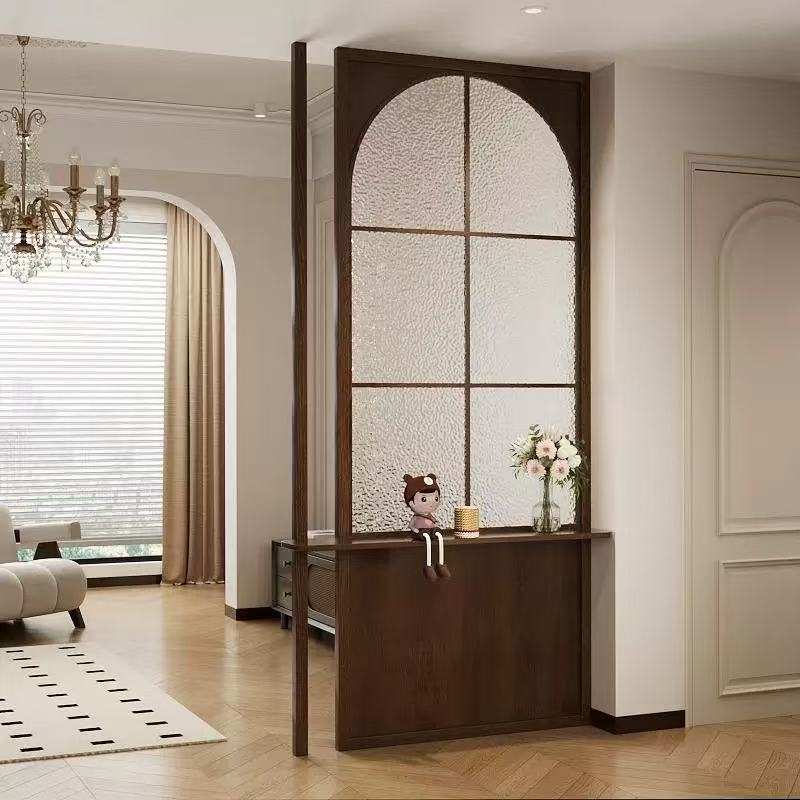 法式复古屏风隔断客厅玻璃玄关柜装饰入户进门遮挡抽屉置物一体柜