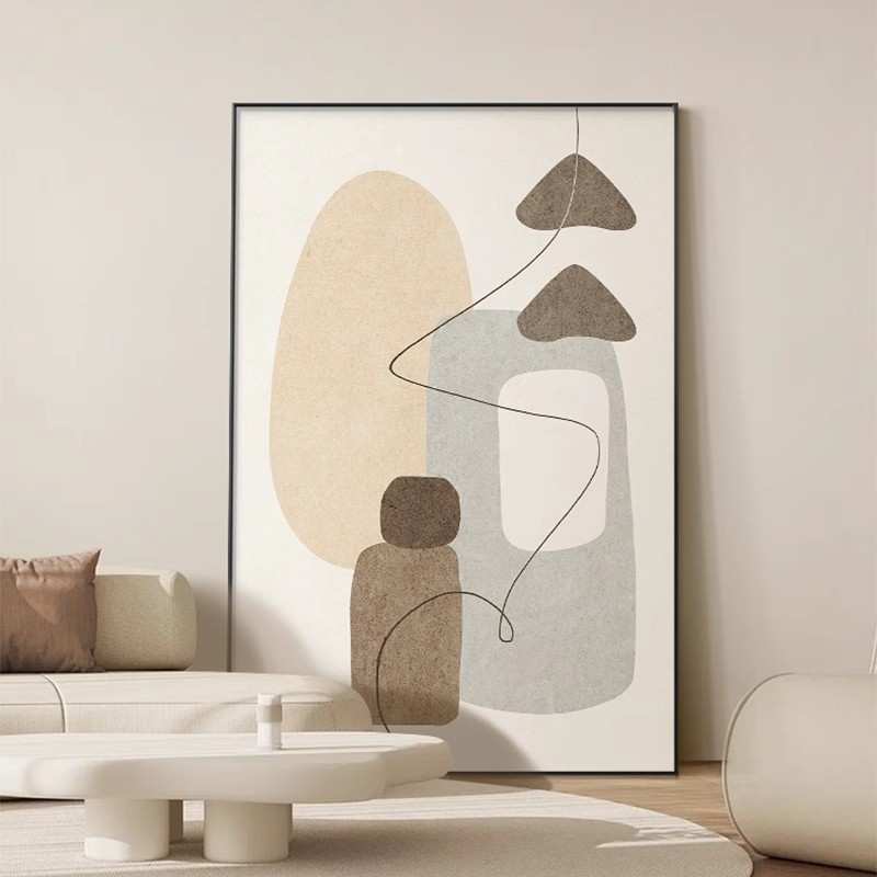 莫兰迪抽象装饰画奶油风简约艺术几何客厅壁画落地画玄关过道挂画