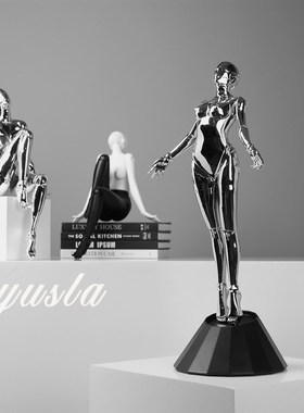 现代艺术空山基机械女神人物雕塑摆件桌面装饰品样板间家居装饰品