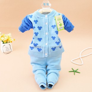 一个月两宝宝春装冬季男女12婴儿0-1外1-2岁毛衣套装8半5七十9八