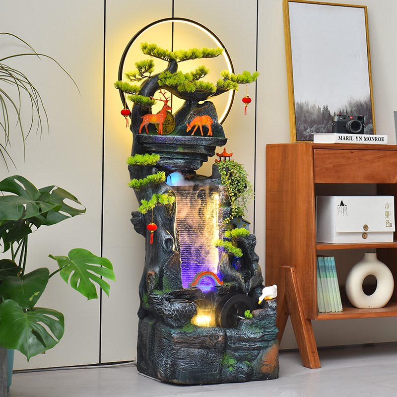 客厅玄关假山流水落地摆件循环水幕墙鱼缸办公室造景喷泉开业装饰