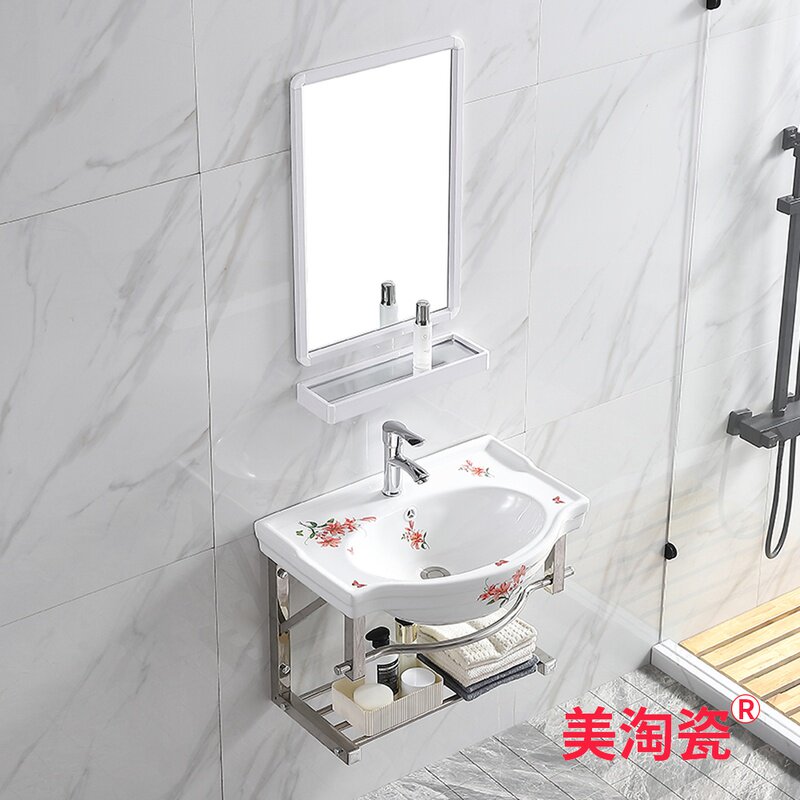 简易洗手盆组合壁挂式洗手盆小户型浴室户型洗手盆阳台.陶瓷洗手
