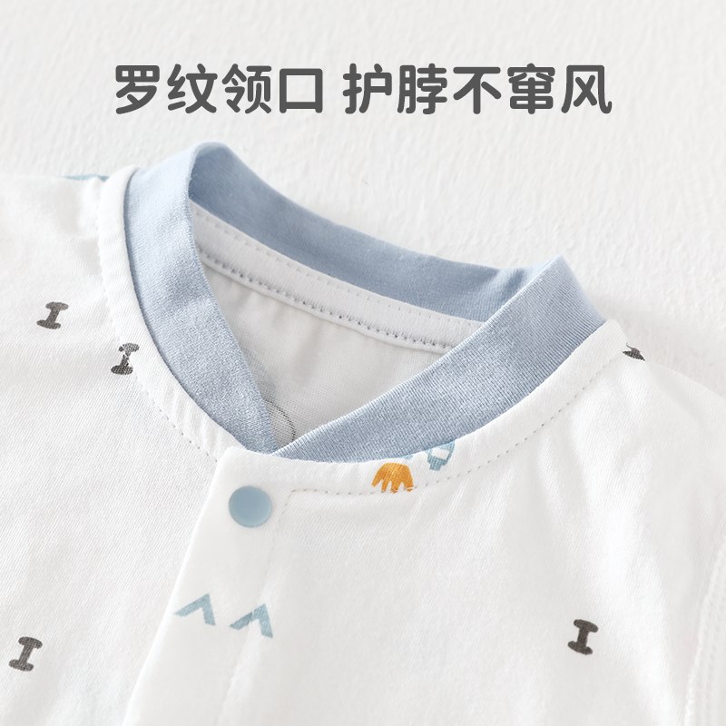 婴儿夏季连体衣幼儿新生薄款透气无骨蓝色男女宝宝服空调服
