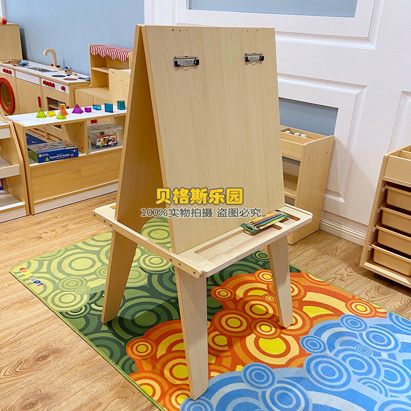 幼儿园木制美g术双面画架美劳柜儿童美劳室卷纸绘画板移动晾纸架