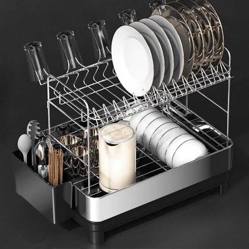 韩式304不锈钢双层碗碟沥水架置物架饭厅用碗盘架沥水架大号碗架,厨房/烹饪用具,碗架,淘宝优惠券,粉丝福利购,淘宝优惠卷