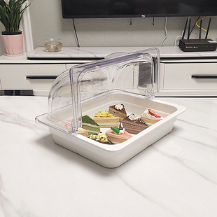 水果试吃盘带透明盖盒子防尘蛋糕罩展示盘品尝盘家用甜品面包托盘