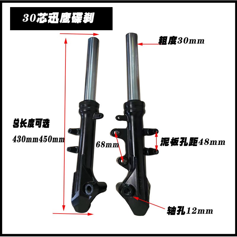 踏板车电动车1h25迅鹰尚领摩托车前减震器2730芯碟刹前避震器前叉