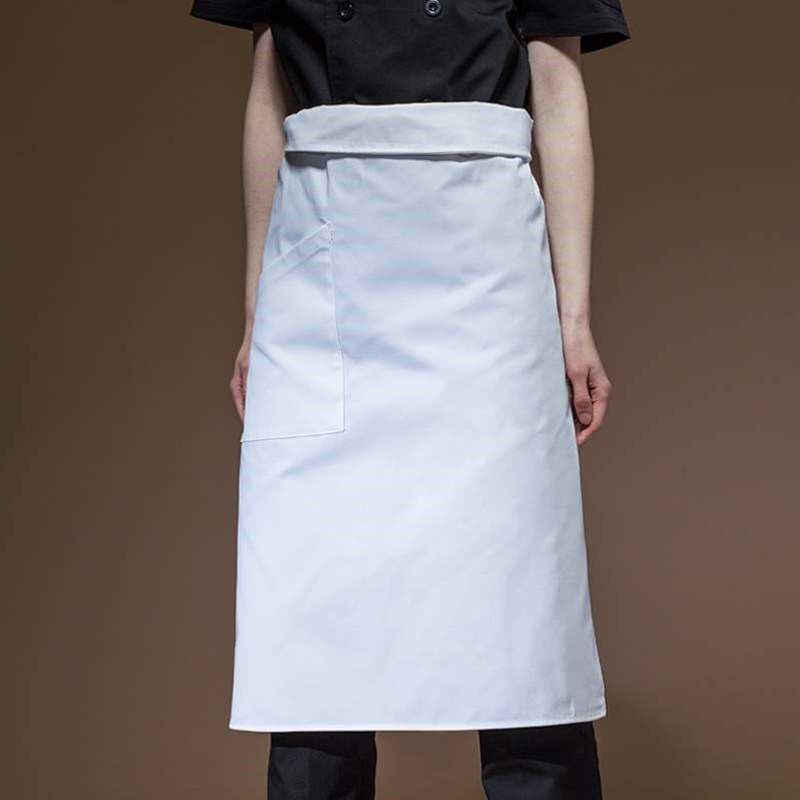 厨房男厨围半身腰工作服厨师白色定制围裙酒店logo半截后围裙饭店