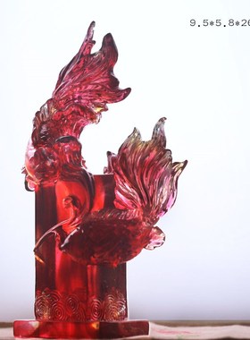 如鱼得水琉璃鱼吉祥摆件r居家客厅桌面玄关装饰商铺办公桌面摆放