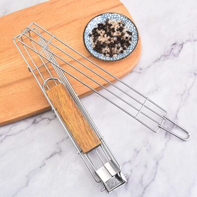 不锈钢烧烤篮BBQ烧烤笼户外可折叠烤肉夹串烧烤架摆摊烧烤网工具