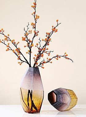 不规则雾面磨砂冰裂纹花瓶可培y摆件现代复古插花客厅干花装饰花