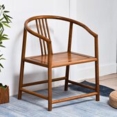 红木家具鸡翅木圈椅新中式 仿古太师椅实木椅休闲圆椅靠背椅茶椅子