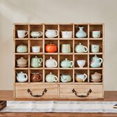 烧桐木茶具多宝阁实木博古架中式 桌面置物架茶壶茶杯架多层展示架