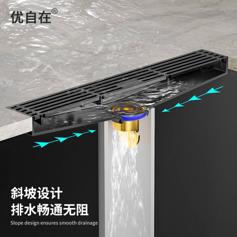 不锈钢地漏304加厚防臭大排量斜坡排水厕所浴室下水道防反味地漏