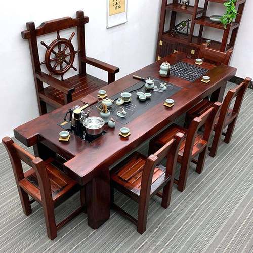 实木茶桌椅老组合用中式大板船高档家办GYG公木泡茶台茶桌一体一