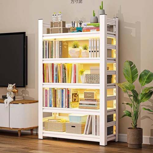 多钢制书架家用大容量落铁艺置物架层见详情易地简书柜一体靠墙收