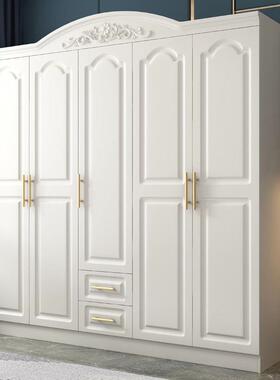 欧式衣加柜约现代经济型顶板式白简色组合边柜木质GJW柜六五门大衣橱