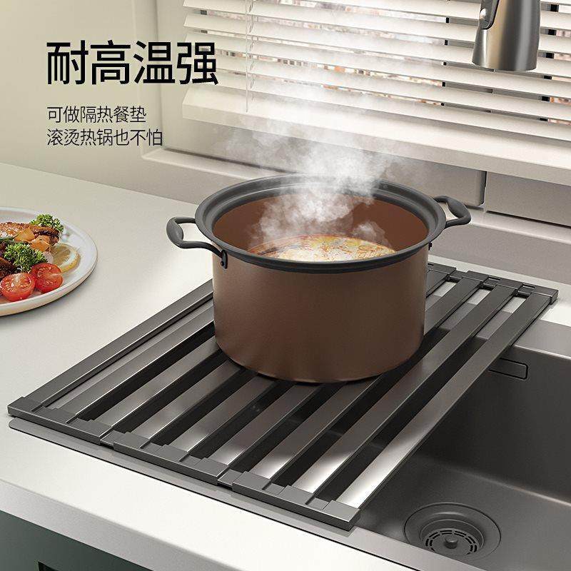 可池叠纳篮收厨房水槽碗架碗碟卷帘洗碗3折04不锈钢置物架沥AL102,厨房/烹饪用具,抹布架/厨房清洁收纳架,淘宝优惠券,粉丝福利购,淘宝优惠卷