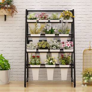 可移动阶梯鲜花架子铁艺多层花架展示架假花醒花桶置物架花店摆摊