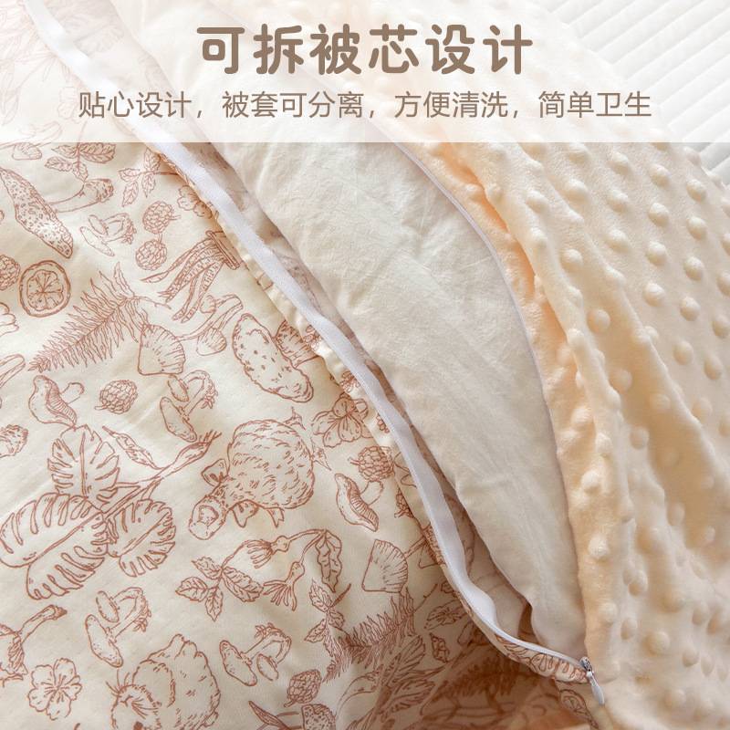 婴儿纯棉花被子新生宝宝秋冬加厚盖被幼儿园儿童安抚豆豆绒小被子