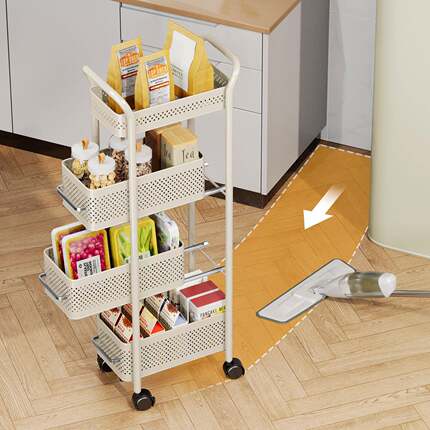 厨房拉夹缝置物架冰箱ZWJ1231侧面抽纳拉柜卫生间小推隙车极窄缝