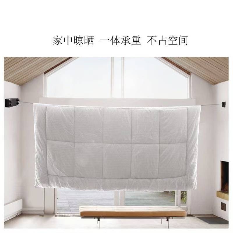 双绳隐形收缩晾衣绳家居室外卫生间阳台免打孔松紧可调伸缩钢丝绳