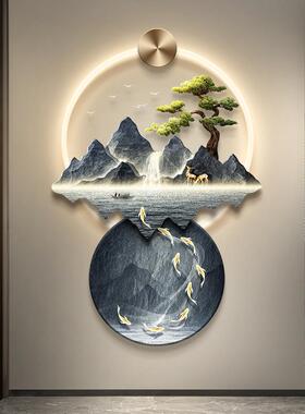 轻奢画入户玄道关装饰画新中式流HY63419-水财山水灯高档走廊过立