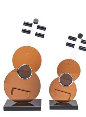 现代简约意茶XHI色小提琴件样板房售楼处摆水工艺品玄晶关电视创