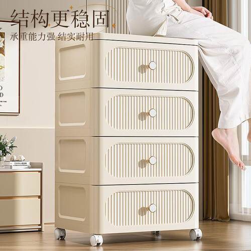 欧式收纳箱抽屉多层儿衣无品牌/童玩具式收纳柜床头柜服带轮塑料