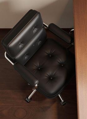 家坐用脑椅子书房舒书桌椅女生卧室黑色轻奢转椅适电久升降靠TSJ