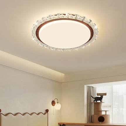 护眼古风卧室303中客厅吸顶灯美式房复古房间主中卧灯木纹色书山