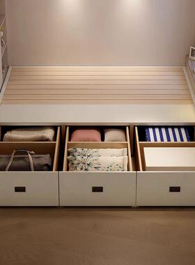 实木床床箱箱体无头抽屉侧开储榻物收纳高床简约白色小户榻榻米床