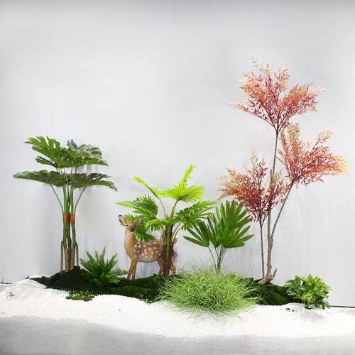 A013大绿植景观型装室内楼梯角落植物造饰景旅人吊钟树蕉场景布置