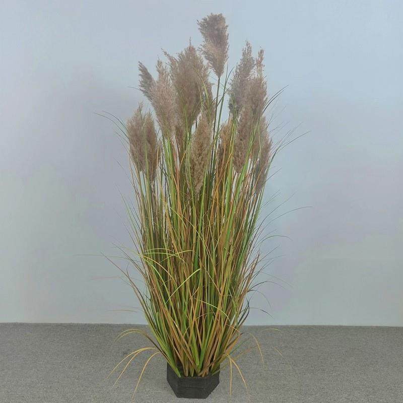 景植栽物盆装饰假盆栽造大型芦苇KB6004假花仿真花盆景摆件仿真绿