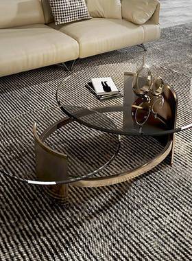 意式奢客厅茶A183几组合简约不锈钢钢圆桌小桌化玻璃阳轻台茶子几